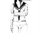女子の白黒の漫画的な線画描きます ツイッター_キャス画_ユーチューブ_AKB_アイドル生誕祭 イメージ4