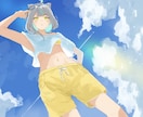 夏と青の空気感アイコン描きます 夏の空気と透明感のあるイラストを描いています イメージ1