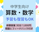 体験授業割引！中学生の算数・数学のレッスンをします 小学範囲からの“復習”、先取りのための“予習”に対応！ イメージ1