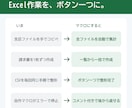 Excelの繰り返し作業をマクロで自動化します 集計・転記・帳票作成・CSV整形｜ボタン一つで完了する形に イメージ2