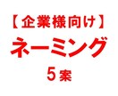 企業様向け　高品質な【ネーミング５案】書きます １００案以上の中から、効果的な５案を選ぶ。それがプロの技。 イメージ1