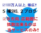 爆広❢100万へ5種ＳＮＳ,ブログ２つで宣伝します ❢範囲果てしなき❢８方向よりあなたのブログ/事業を丁寧に拡散 イメージ1