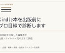 Kindle本を出版前にプロ目線で診断します 100冊超を出版した編集者が企画・タイトル・売り方まで評価 イメージ2