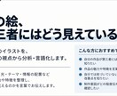 あなたのイラストを第三者視点から分析・言語化します この絵の何が面白いの？を構図・テーマ・見せ方から言葉にします イメージ1