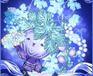 青色を基調として植物を妖怪に変化させた絵を描きます ブルーなのにキラキラ★植物と妖怪を美しく表現したイラストです イメージ3