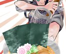 イラストで季節や食を表現します 例えばあなたの料理を美味しそうに作ってるひと・食べてるひと イメージ1