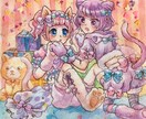水彩でかわいいイラストを描きます 透明水彩！早くかわいいイラストが得意です♪ イメージ1