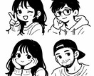 韓国風!シンプルでゆるかわいい似顔絵描きます アイコンやグッズに最適な、ゆるめの似顔絵をお描きします! イメージ1