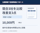 競合3社を比較し自社の改善文3点を作ります 公開情報を根拠付きで整理、PDFと比較表CSVを納品 イメージ1