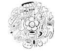 ポップな手描きイラスト描きます 好きなものをぎゅっと詰め込む、ごちゃかわイラストです。 イメージ1