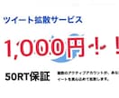 50RT保証!あなたのツイートを拡散します 拡散グループによる本気サポートを低価格で。 イメージ4