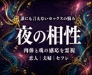 夜の相性占い◆誰にも言えない体の悩みを霊視します 恋人・夫婦・不倫・複雑恋愛・レス・体と心の繋がりを鑑定します イメージ1