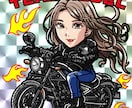 バイクや愛車とビックリマン風似顔絵イラスト承ります デジタルギフトやSNSアイコン、誕生日プレゼントなどに！ イメージ1