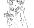 デジタルの絵を描きます ホットドッグを食べようとしている女の子です。 イメージ1