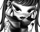 キュートでダークな白黒イラスト描きます 他にはない作風で目を引くイラストを制作します イメージ2