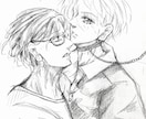 少女漫画　カップル　萌えなどイラスト描きます 制作します(モノクロ　白黒　シャーペン画　恋人イラスト) イメージ1