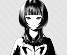 モノクロ(白黒)でアイコンに使える女の子描きます 真正面バストアップの女の子を描きます イメージ2