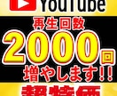 破格♪YouTube再生回数＋2000回増やします 初心者でもOK!ココナラ特別価格でサポート致します！ イメージ1