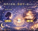 西洋占星術と算命学を組み合わせ自分の深みを知れます 外の顔と本質の重なり・違いを言語化、行動につながる自己理解へ イメージ1