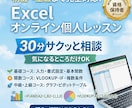 1コマ30分♪Excelレッスンを行います ちょっとした疑問を短時間で解決できるレッスン イメージ1