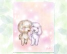 愛するペットちゃんのキラキラ似顔絵をお描きします 柔らかな木漏れ日の中にいる優しい雰囲気の似顔絵をお描きします イメージ1
