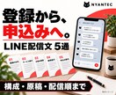 申込みにつなぐLINE配信文を5通作成します 登録後に何を送るか迷わない。構成と原稿を一式納品 イメージ1