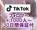 TikTokフォロワー+1000人から増加させます 30日間保証☆ティックトックのフォロワー集客！☆最大10万人 イメージ1