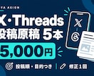 X・Threadsの投稿原稿5本を制作します 個人事業の発信を投稿順と目的まで整えます イメージ1