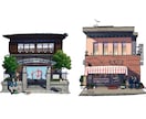 商店街や街並みを温かみのあるイラストにします 写真からノスタルジックな街角に イメージ4