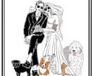 結婚式のウェルカムボードイラスト作成します \オシャレ花嫁に人気/シンプルで上品な似顔絵線画イラスト イメージ14
