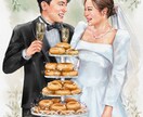 写真をもとに鮮やかなデジタル水彩似顔絵を描きます 【お2人様から】素敵な写真をより鮮やかな作品に仕上げます✨ イメージ6