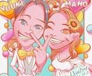 ポップテイスト◎華やかな似顔絵描きます 誕生日・結婚祝い・記念日に。写真から華やかに描きます。 イメージ1