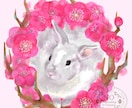 うさコみっしょん！○うさぎさんの似顔絵を描きます あなたのおうちのうさぎさんと、お花を合わせて一枚のイラストに イメージ5