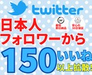 Twitter日本人150いいね♡拡散します 今だけ！販売実績作成のため100名様限定の割引価格で提供中！ イメージ1