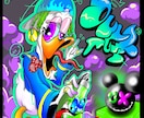 服のデザインや、グッズのイラストを承ってます POPで可愛いヒップホップ系のイラスト イメージ4
