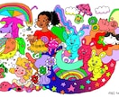 ポップサイケ風一枚絵の作成承ります レトロでポップでゆるくてサイケな、楽しい作品です イメージ4