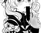 3000円〜モノクロかわいいイラスト描きます モノクロなのにキラキラ？！かわいいイラスト描きます！ イメージ4