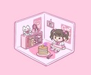 ドールハウス風/箱庭風のお部屋と似顔絵描きます 記念日やお祝いにも！可愛いお部屋にお好きなもの詰め込みます！ イメージ3