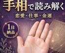あなたの手相を鑑定し、1日でお届けします あなたの人生、悩みに手のひらから読み解きます イメージ1