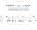案件管理と期限通知を自動化します 案件の期限・対応漏れを減らす仕組みを作ります イメージ1