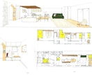 戸建住宅の間取り、内観パース作成します 手書きであたたかみのある作品をつくります。 イメージ2