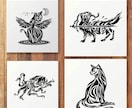シンプルでおしゃれな線画イラスト描きます 魅力的な動物マーク・アイコン・商品ラベル・トライバルタトゥー イメージ6