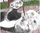 即日納品可能、画像を参考に鉛筆画をお届けします 画像を元にスケッチ画から全面カラーの絵画まで心温まる物に。 イメージ4