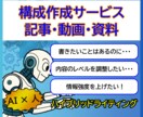 構成作成▶記事・台本・資料の高品質な構成作成します 伝わる文章は構成で8割決まる！AIを使いこなすから高品質！ イメージ1