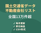 国土交通省宅建業者の不動産会社リストを販売します 全国13万件超｜毎月更新・即日納品・CSV形式 イメージ1