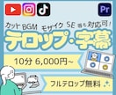 テロップ、字幕、文字起こし代行します 10分6,000円！10分以内のフルテロップ無料！ イメージ1
