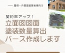 屋根外壁塗装の3Dパース•立面図作成します 平面図から！パース作成、建築数量算出！6点セット イメージ1