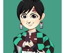 鬼滅の刃アニメ風にイラストを描きます アレンジOK！好きなキャラクターの衣装で似顔絵を描きます！ イメージ2