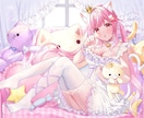 可愛い女の子のキャラクター！1枚絵お描きします 配信用サムネイル、歌ってみた動画イラスト等1枚絵お描きします イメージ1