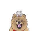 ゆるかわほっこりかわいいペットのイラスト描きます バラバラの写真からぎゅっと集まった1枚のイラストに。 イメージ9